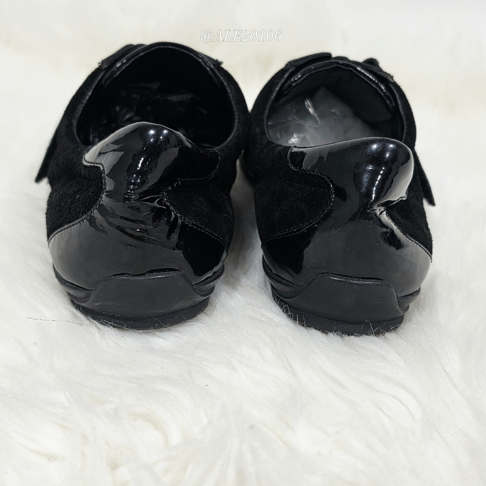 Gucci women black patent leather velcro sneakers size 39 monogram suede - Picture 13 of 14
